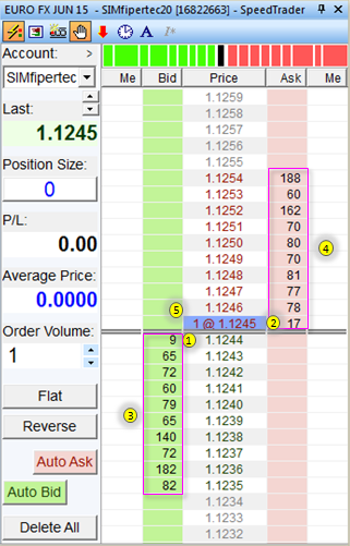 The futures order book from the exchange with the bid ask prices.